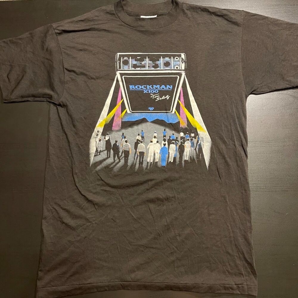 VERY RARE Rockman x100 by Tom Scholz Boston Band VTG Single Stitch Size XL